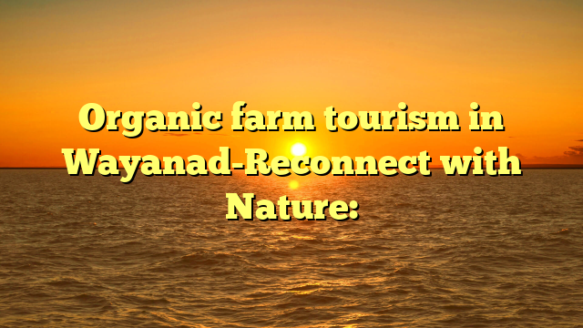 Organic farm tourism in Wayanad-Reconnect with Nature: